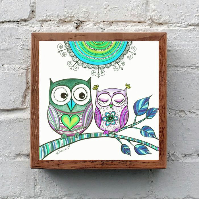 blue purple wall decor owls in love drawing large art print i love you art owls illustration kids baby room decor wedding gift idea by dhanadesign on