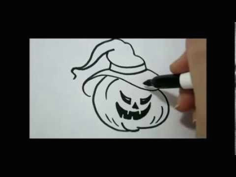 how to draw halloween easy witch pumpkin youtube