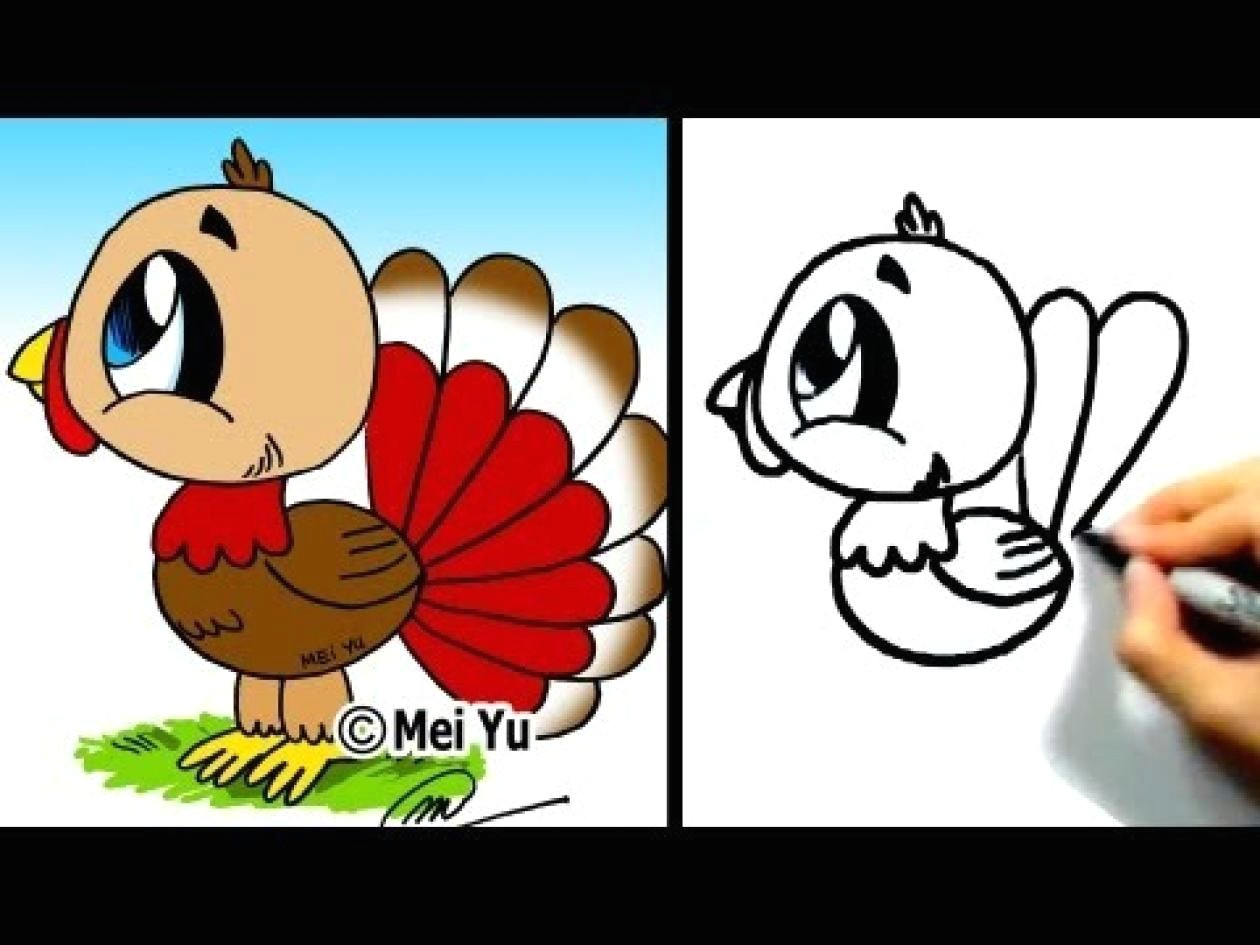 great for thanksgiving cute lil turkey mei yu fun 2 draw youtube