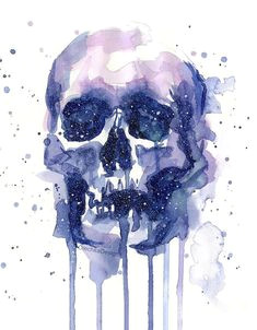 galaxy skull watercolor skull skull gifts skull print skull art skull wall art space wall art galaxy wall art skull painting giclee