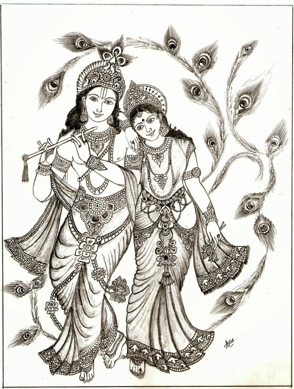 radha krishna picture drawing drawing images