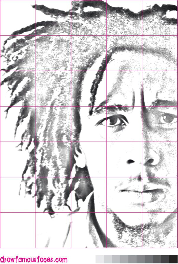 how to draw a bob marley portrait using a grid