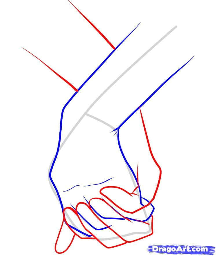 how to draw holding hands step 10