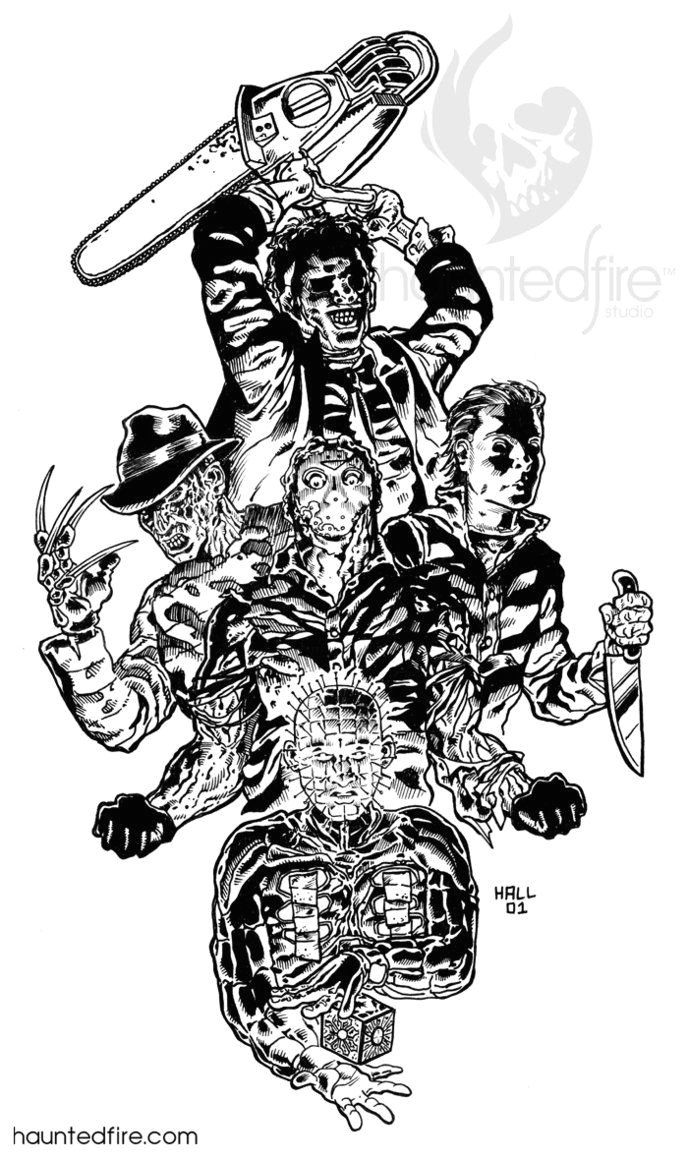 movie maniacs line art by cyclonaut on deviantart slasher movies horror movies colour board