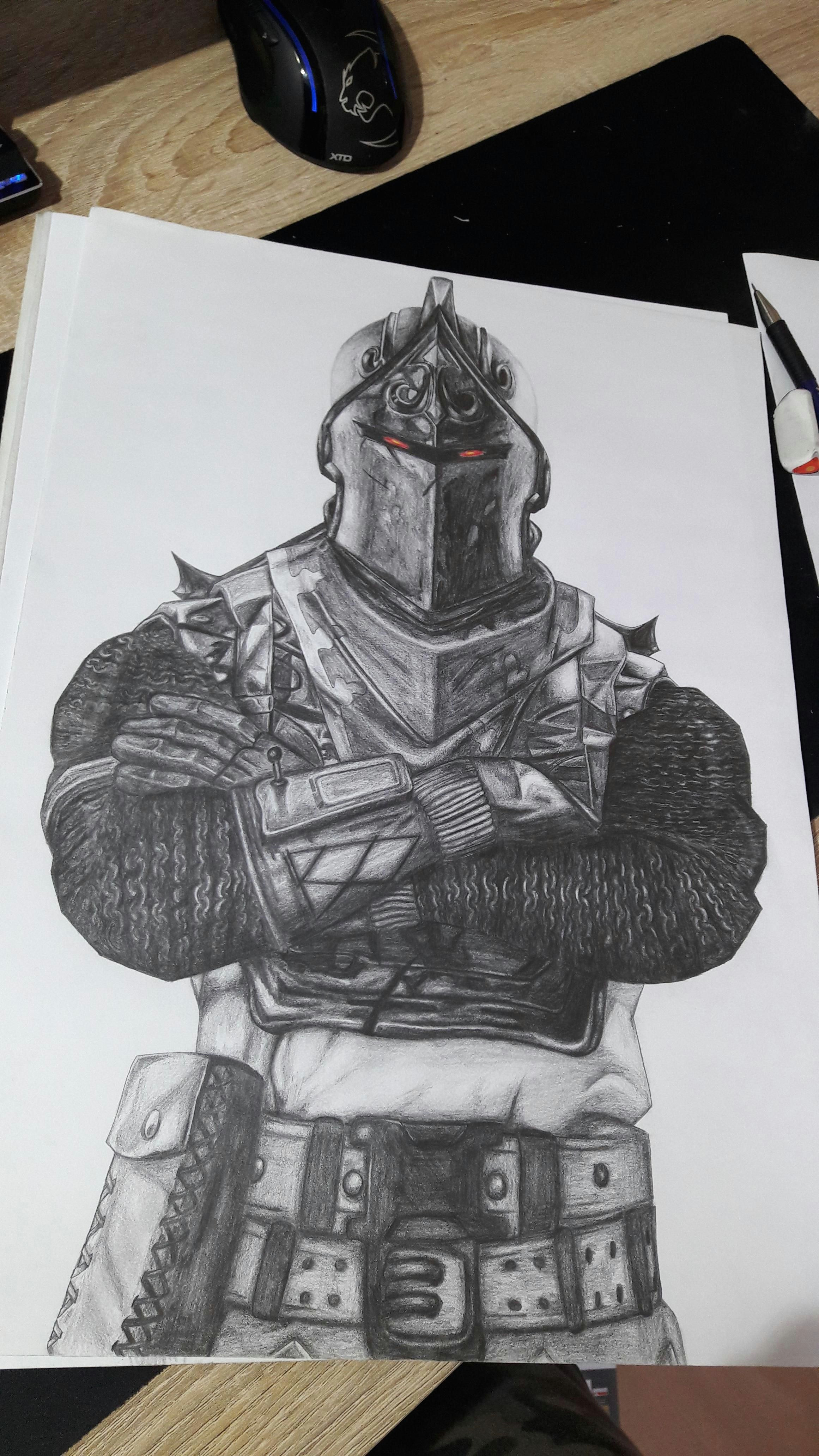 black knight fortnite drawing 30 x 40 cm