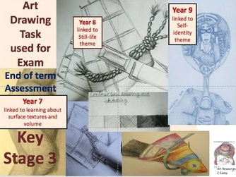 evaluation drawing ks3 yr 7 rope drawing yr 8 fabric pattern and peg