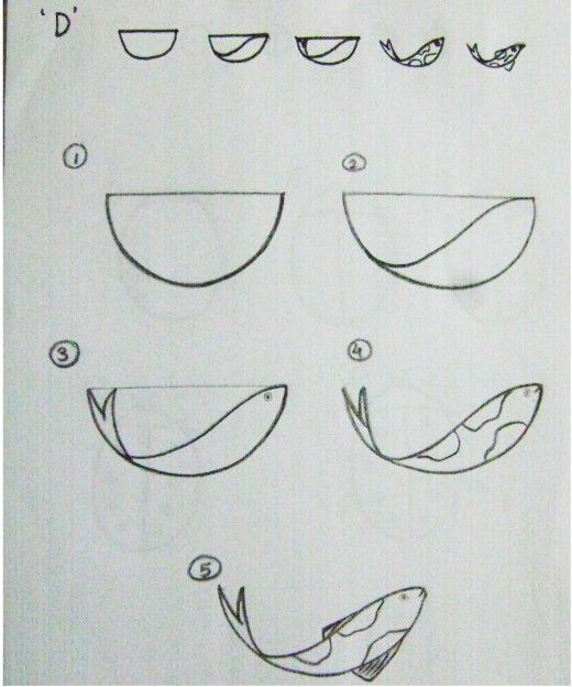 here you will find some very easy drawing instructions using only alphabet letters to make it easier for children