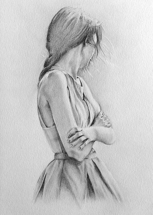 the lonely girl graphite pencil drawing by jacqui belcher