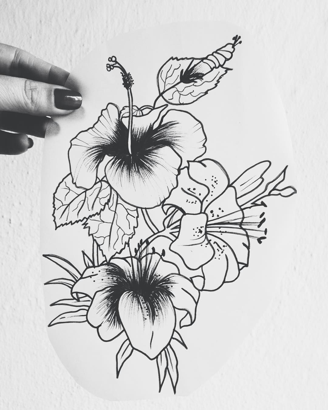 hibiscos dispona vel para ser tatuado link na bio tattoo draw sangradatinta botanical drawing sketch inkstinctsubmission tattoo2me