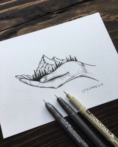drawing from earlier today illustration mountains art samlarson nature tattoos mountain
