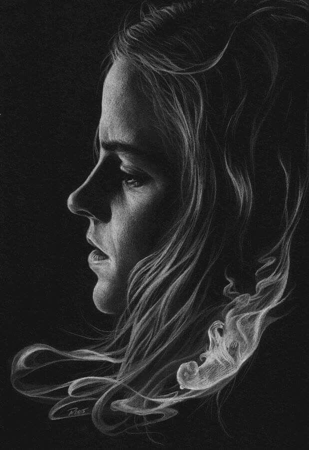 fascinating white pencil on black paper drawings by estonian artist marilyn