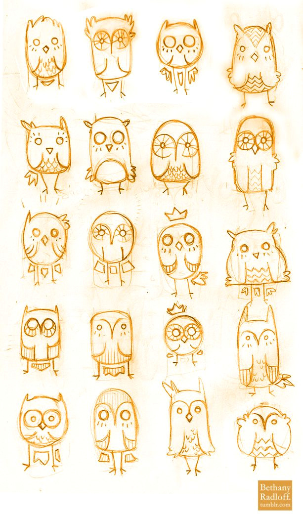 owls are cute but really just like the simple drawings and various versions of one thing