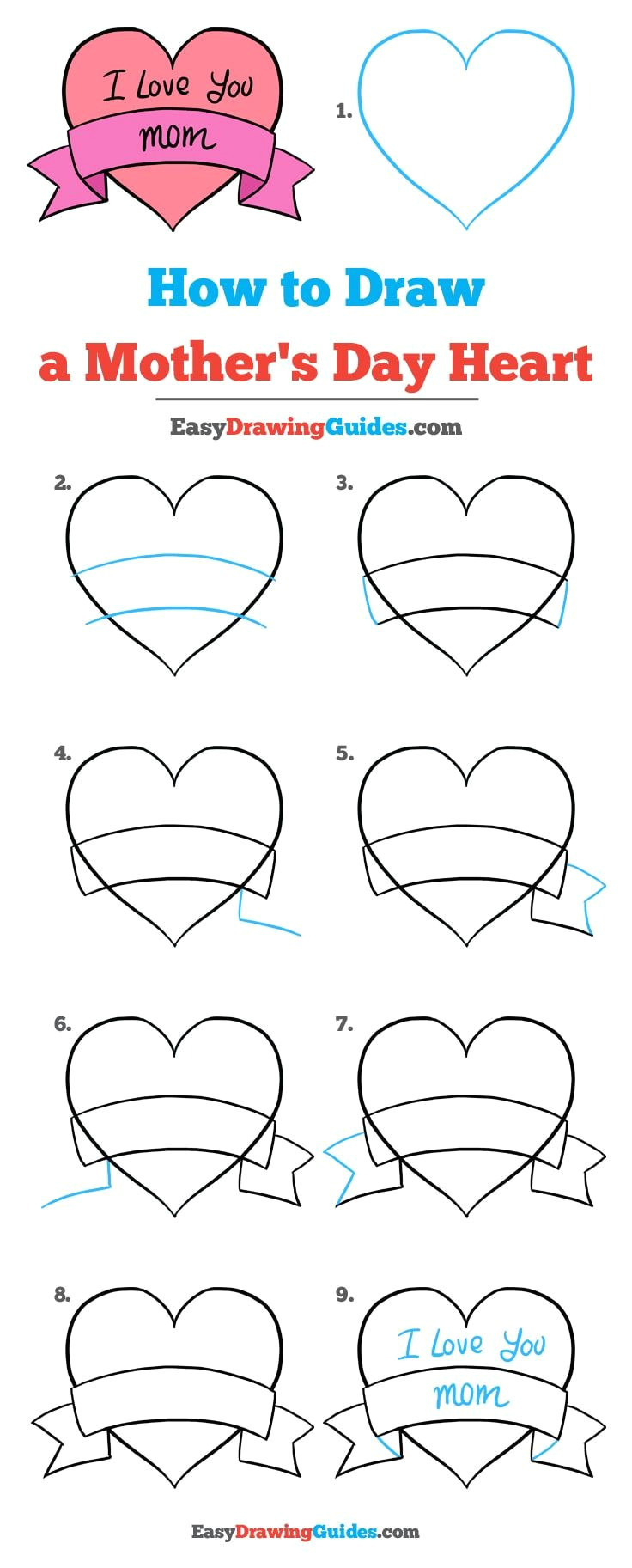 learn how to draw a mother s day heart easy step by step drawing