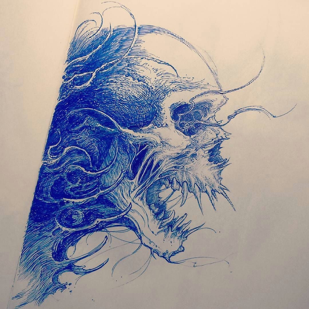 skull sketch tattoosketch by nekronikon calavera dibujada con lapicero
