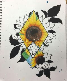watercolor sunflower diamond painting tattoo idea beautytatoos paint tattoo cool drawings