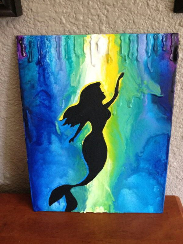 the little mermaid melted crayon art