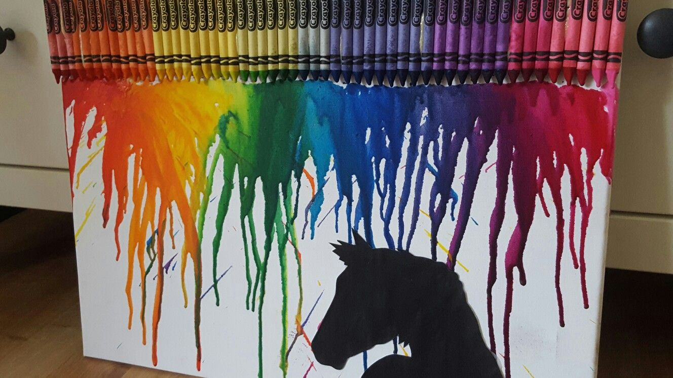 horse silhouette melting crayon art horse silhouette melting crayons crayon art diy ideas