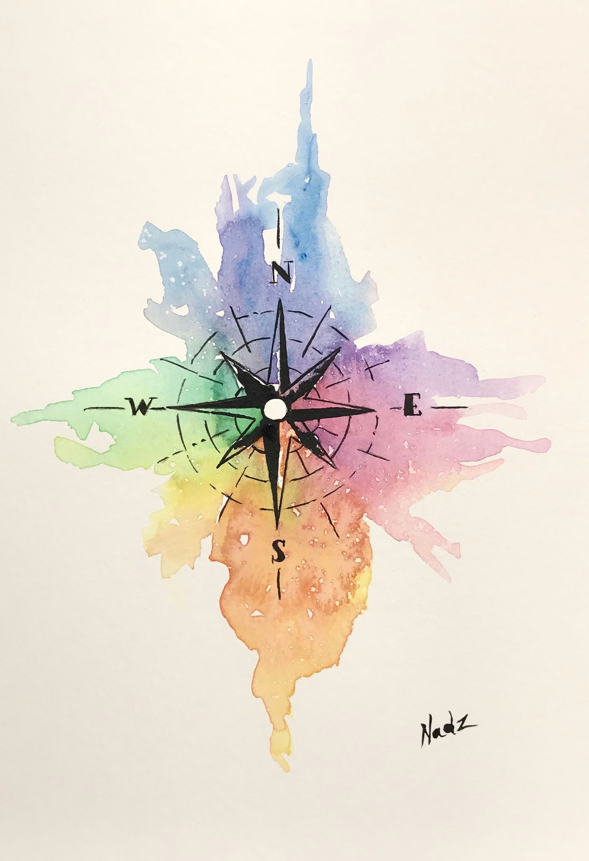 watercolor painting etsy compass gift idea