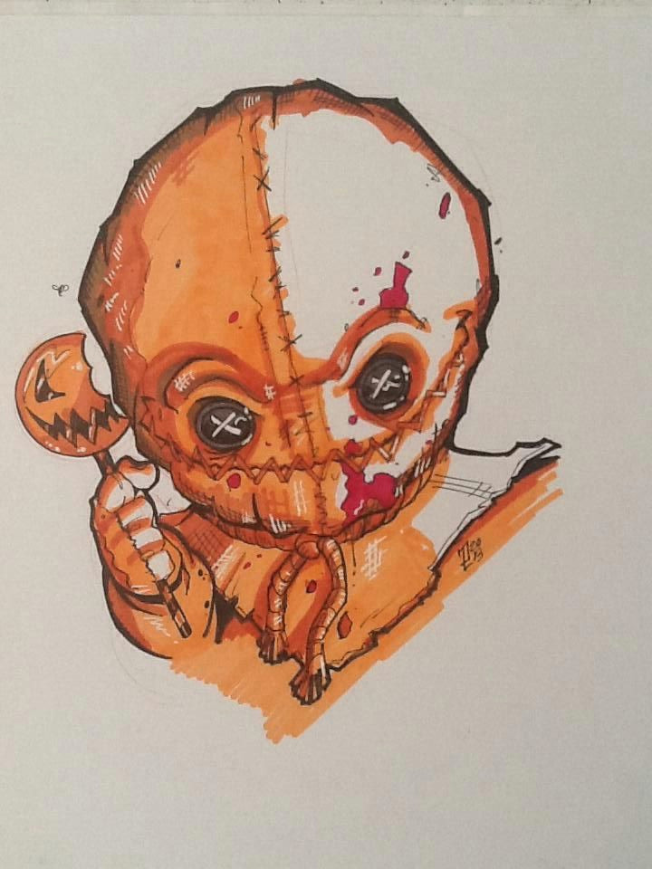 today s horrorchallenge by mercenary art studio artist puis calzada trick r treat s sam copic marker on board