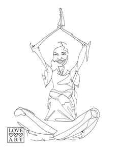 yoga art print happy meditation sukhasana easy pose drawing