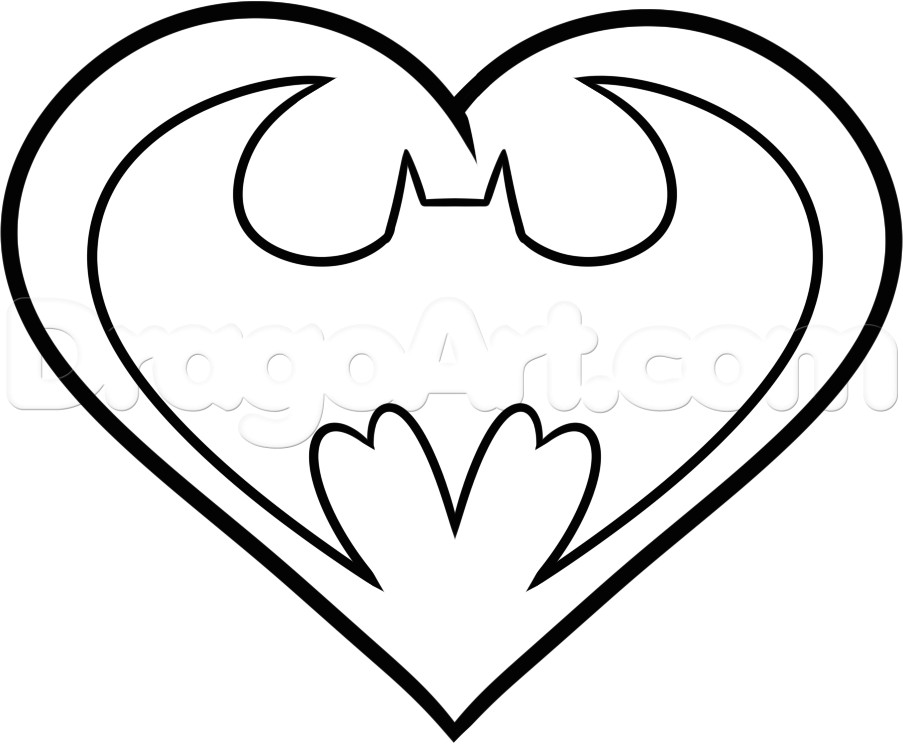how to draw a batman heart step 5