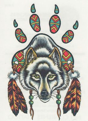 native american wolf dream catcher native american indian dream catcher wolf paw print feathers temporary