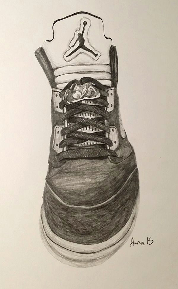 drawing of high top nike jordan trainer