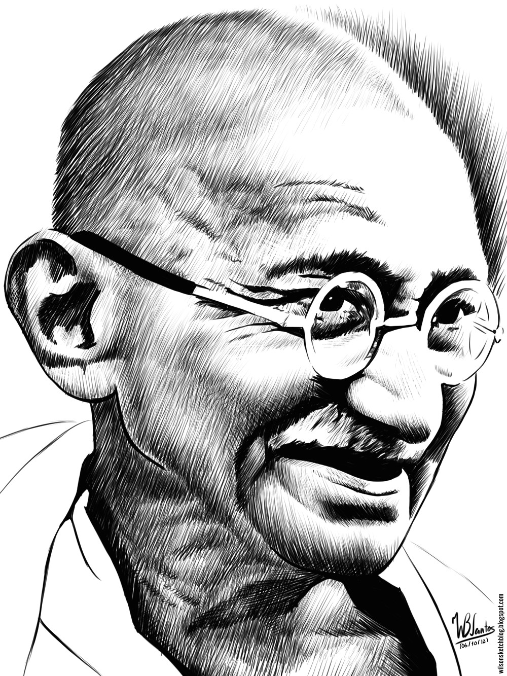 ink drawing of mahatma gandhi