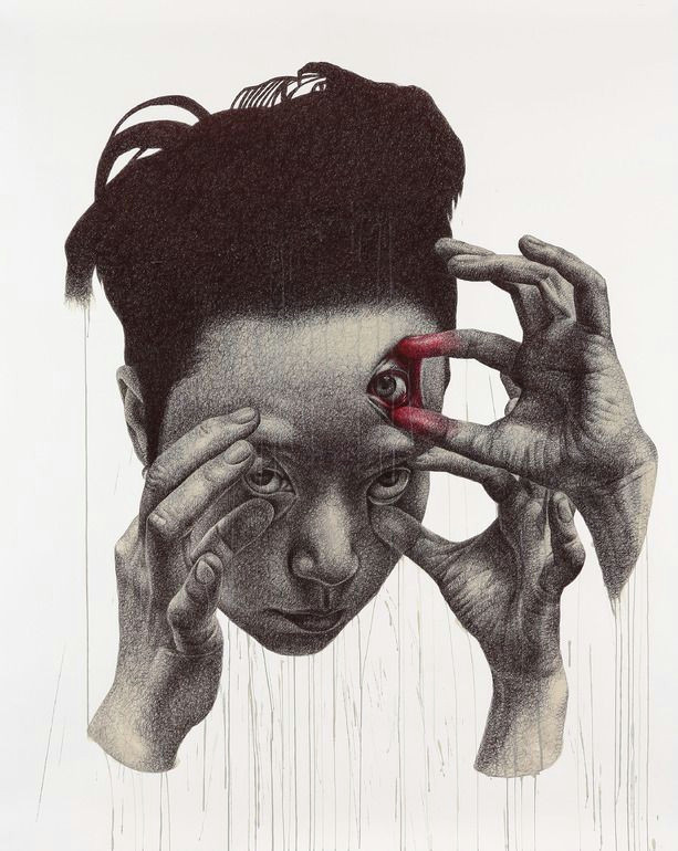 saatchi online artist seungyea park pen and ink drawing enforced insight