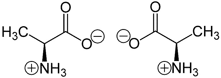 these are the zwitterion enantiomers of the amino acid alanine