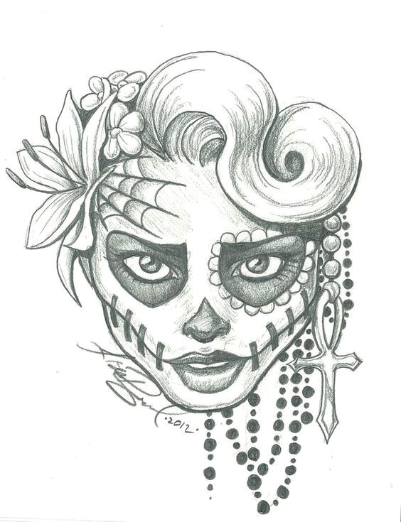 Drawing Lady Skull Sugar Skull Lady Drawing Sugar Skull Two by Leelab On Deviantart