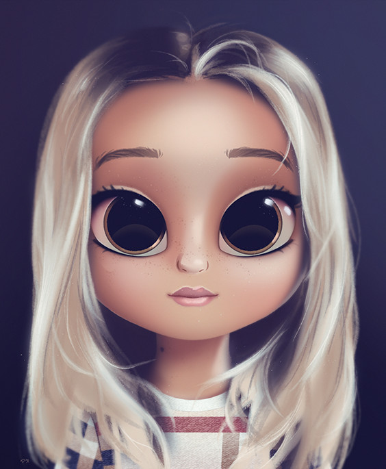 cartoon portrait digital art digital drawing digital painting character design drawing big eyes cute illustration art girl doll hair