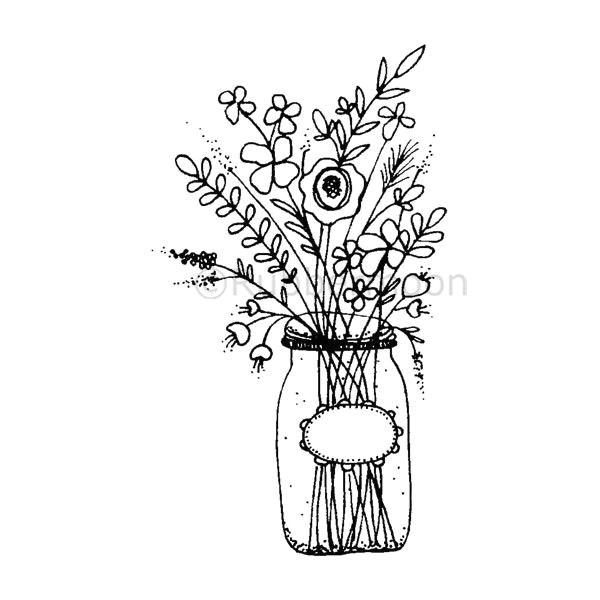 mason jar flowers large lo5261h rubber art stamp
