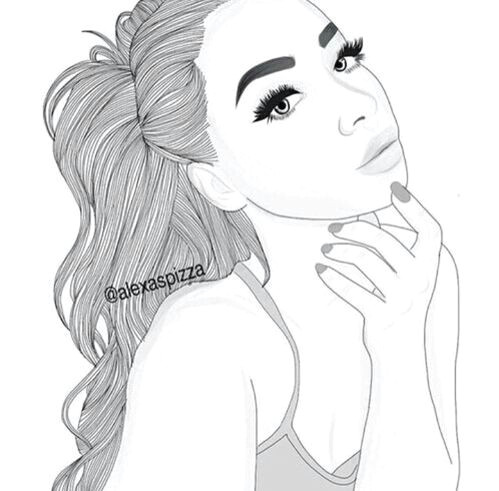 girl with high ponytail girl drawings tumblr outline drawings tumblr drawings grunge cute