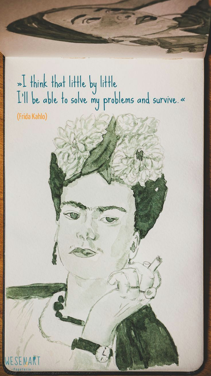 wesensart aquarell portrat von frida kahlo a i think that little by little