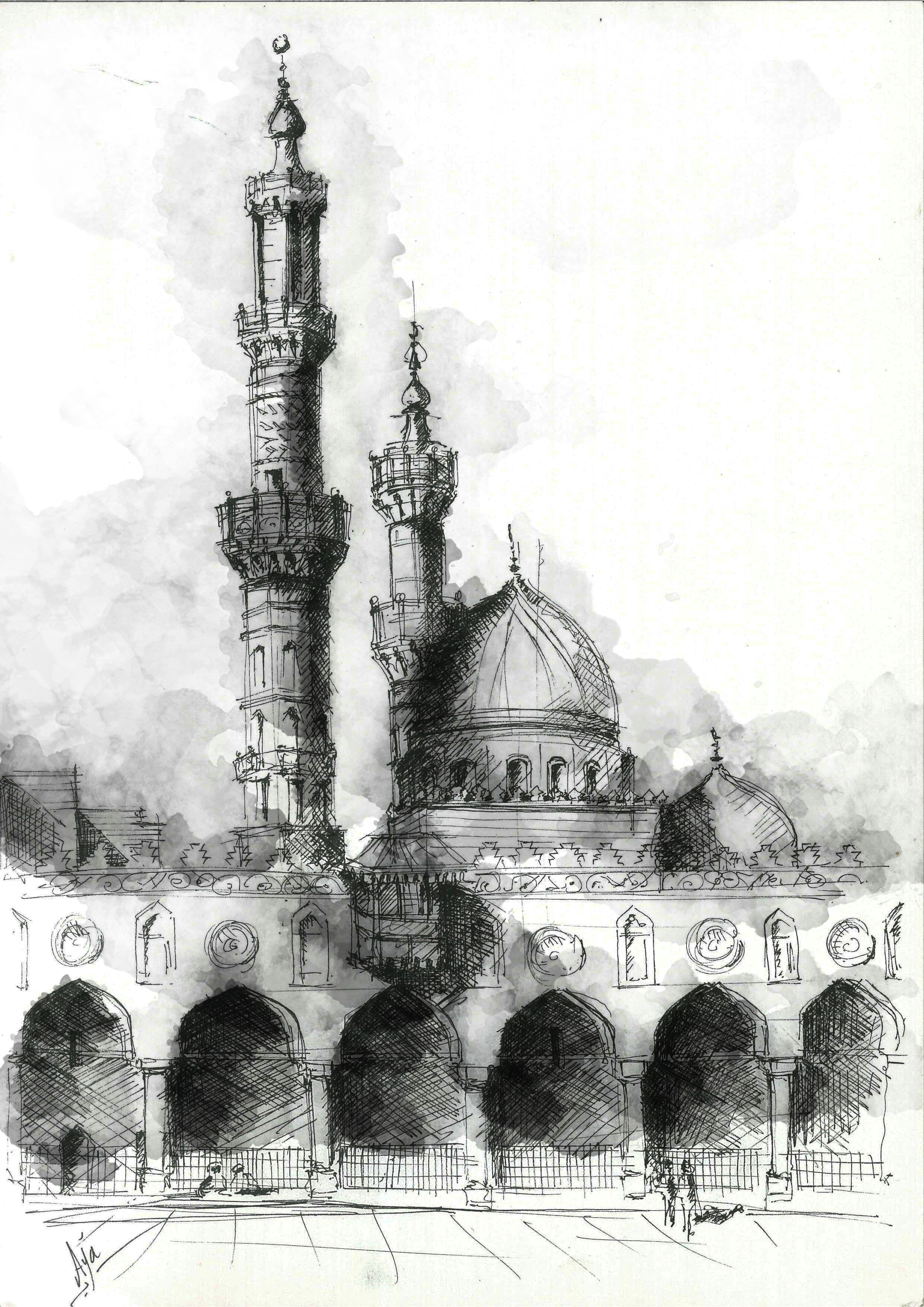 courtyard of al azhar mosque located on al azhar street old cairo