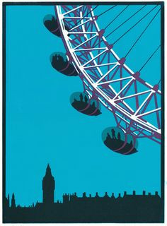london eye paul catherall london drawing london illustration art prints lino prints