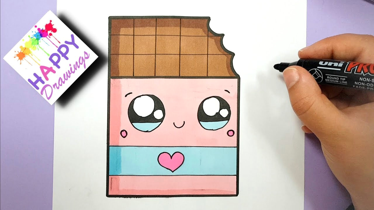 how to draw cute chocolate bar with a love heart super easy