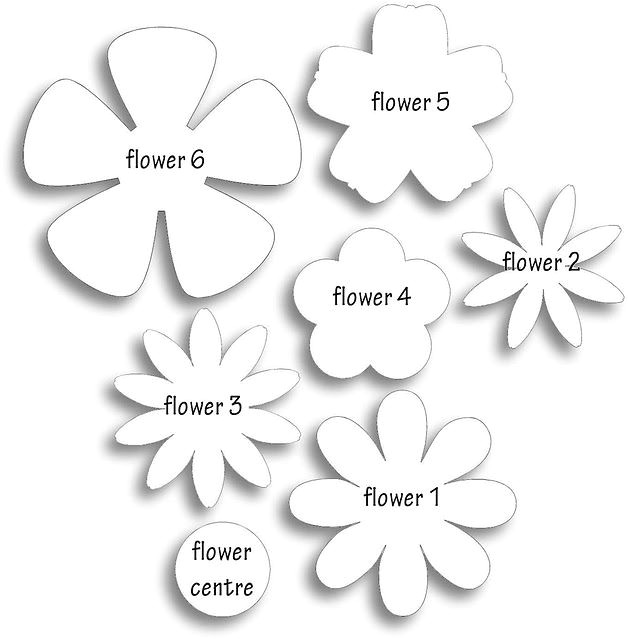 different flower patterns maybe for making flower pins