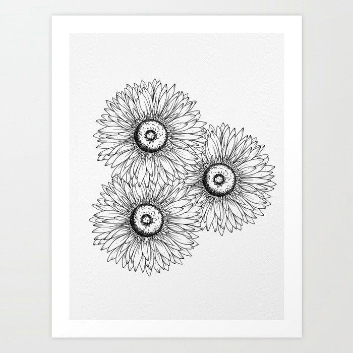 gerberas art print by wildbloomart worldwide shipping available at society6 com gerbera gerberas gerbera drawing daisies daisy line a