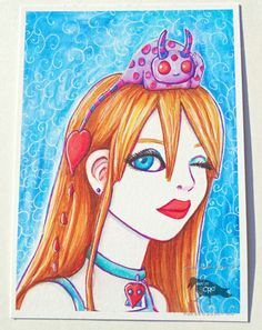 items similar to lowbrow big eye art print sassy girl creepy cute purple monster kawaii fantasy portrait wink pop surrealism pastel goth