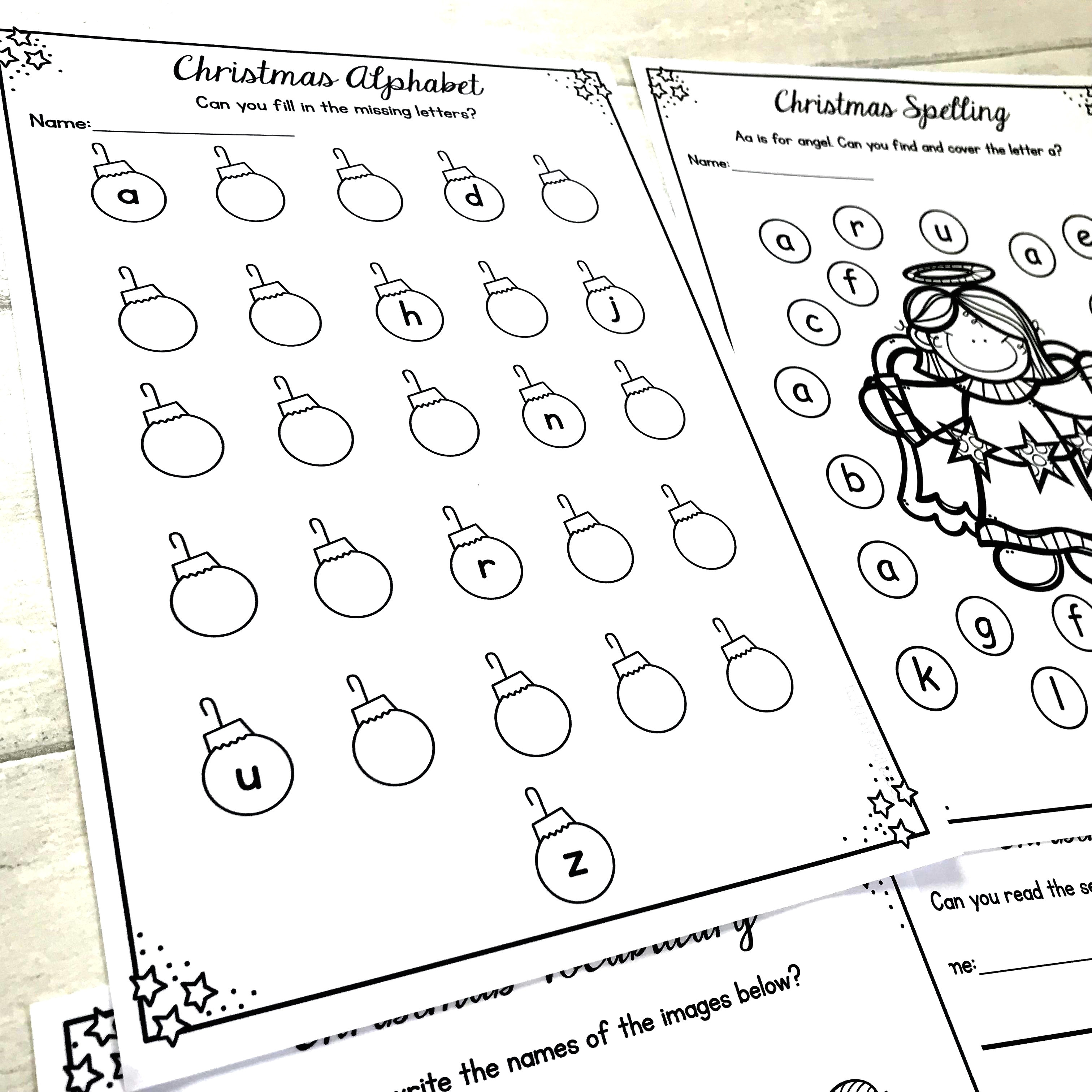 christmas literacy worksheets