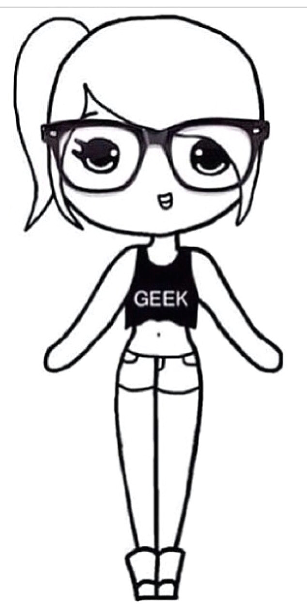 Drawing Nerdy Girl Geek Girl Template Chibi