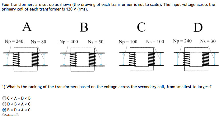 four transformers are set up as shown the drawing of each transformer is not to