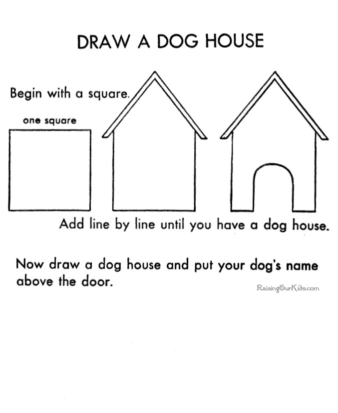 drawing easy dog house