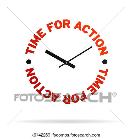 high resolution clock with the words time for action on white background