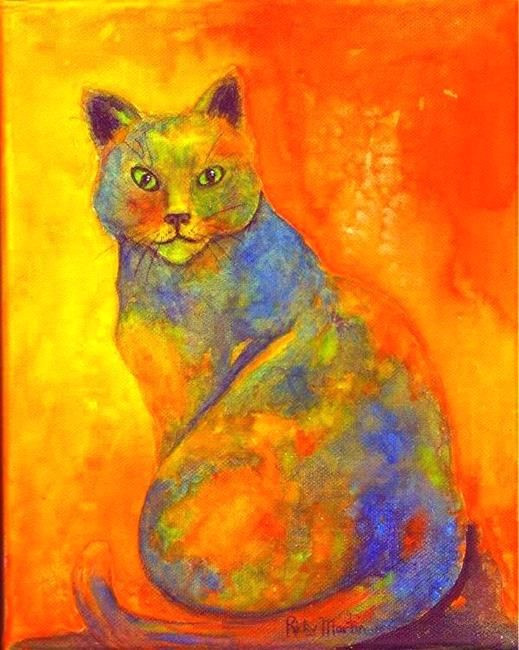 art colorful cat by artist ulrike ricky martin