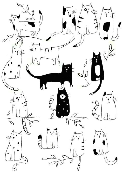cat illustrations cute cat illustration black and white doodle black
