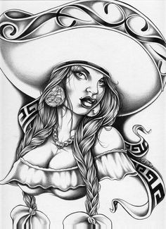 showing mexican chola girl drawing