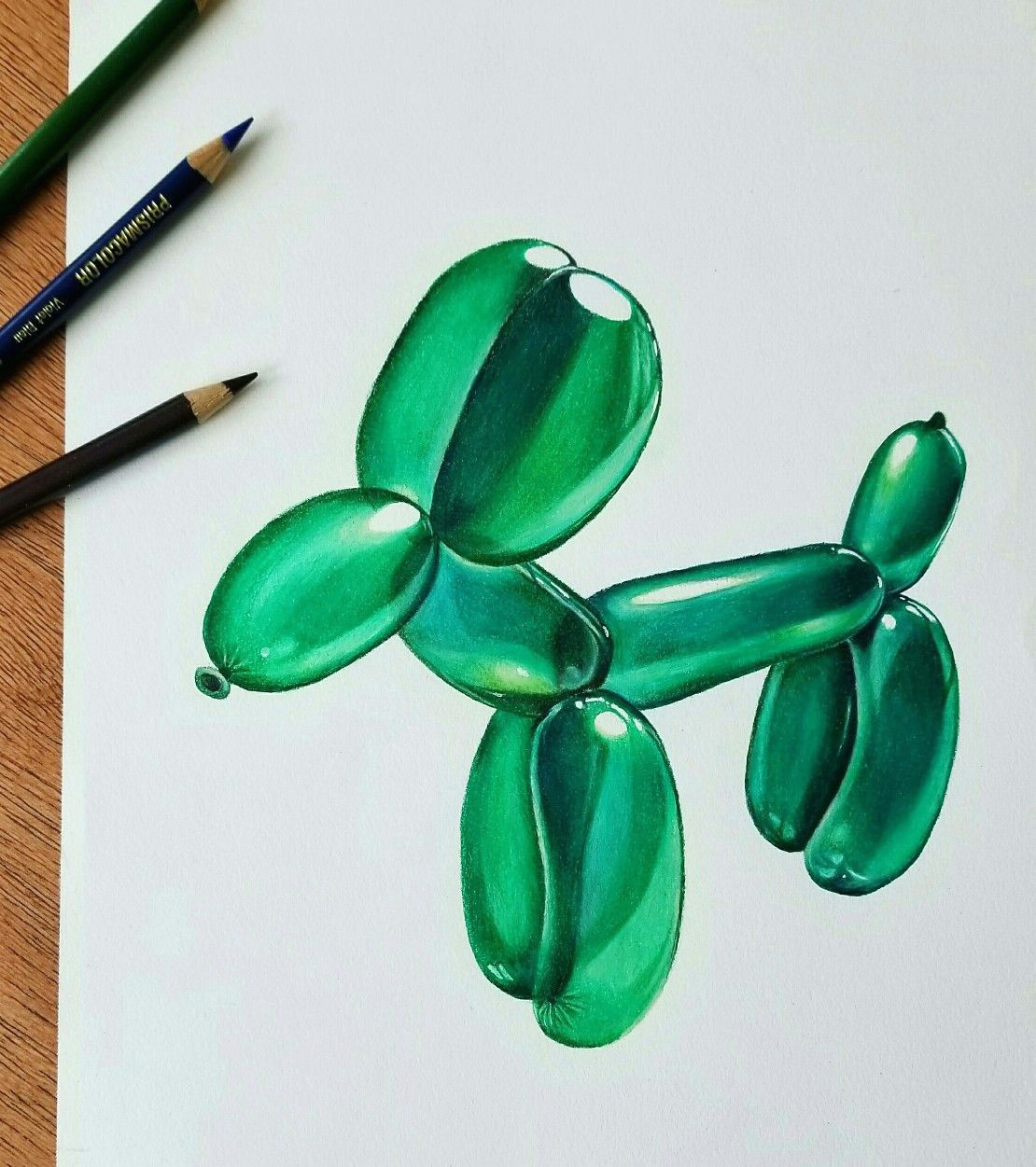Drawing Of A Balloon Dog Colored Pencil Balloon Dog Drawing Instagram Marie Cottrell